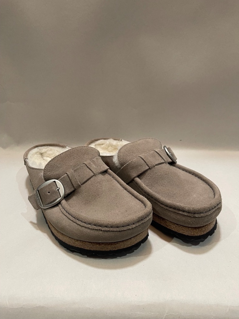 Birkenstock Buckley shearling clog Grey, silver buckle, EU 41 US 10-10.5 - Picture 2 of 11